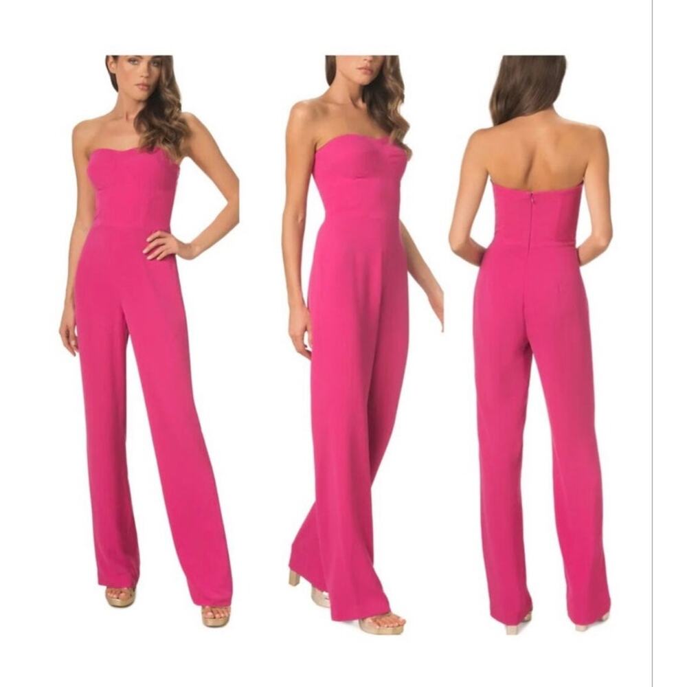 Dress the population Preston hot pink pantsuit jumpsuit with straps size small